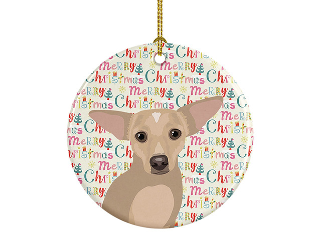 Chihuahua Silver Christmas Ceramic Ornament Christmas Tree Hanging Decorations for Home Christmas Holiday, Party, Gift, 3 in, Multicolor