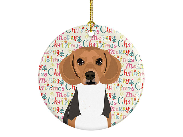 Beagle Tricolor #1 Christmas Ceramic Ornament Christmas Tree Hanging Decorations for Home Christmas Holiday, Party, Gift, 3 in, Multicolor