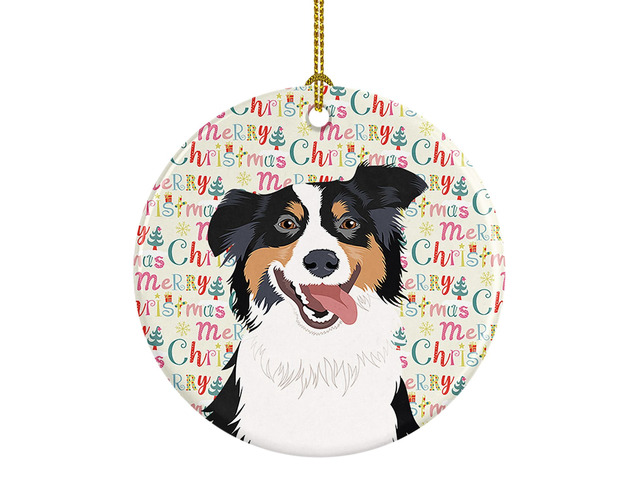 Australian Shepherd Black Tricolor #2 Christmas Ceramic Ornament Christmas Tree Hanging Decorations for Home Christmas Holiday, Party, Gift, 3 in,...