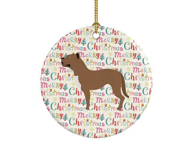 Perro de Presa Canario Ceramic Ornament Christmas Tree Hanging Decorations for Home Christmas Holiday, Party, Gift, 3 in, Multicolor