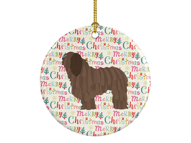 Bergamasco Shepherd Merry Christmas Ceramic Ornament Christmas Tree Hanging Decorations for Home Christmas Holiday, Party, Gift, 3 in, Multicolor
