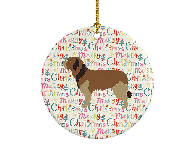 Catalan Sheepdog Merry Christmas Ceramic Ornament Christmas Tree Hanging Decorations for Home Christmas Holiday, Party, Gift, 3 in, Multicolor