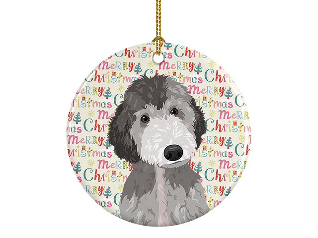 Doodle Silver #1 Christmas Ceramic Ornament Christmas Tree Hanging Decorations for Home Christmas Holiday, Party, Gift, 3 in, Multicolor