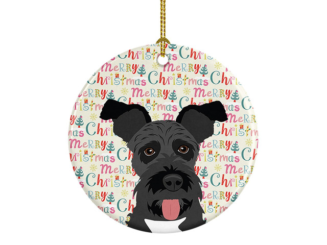 Schnauzer Black #3 Christmas Ceramic Ornament Christmas Tree Hanging Decorations for Home Christmas Holiday, Party, Gift, 3 in, Multicolor