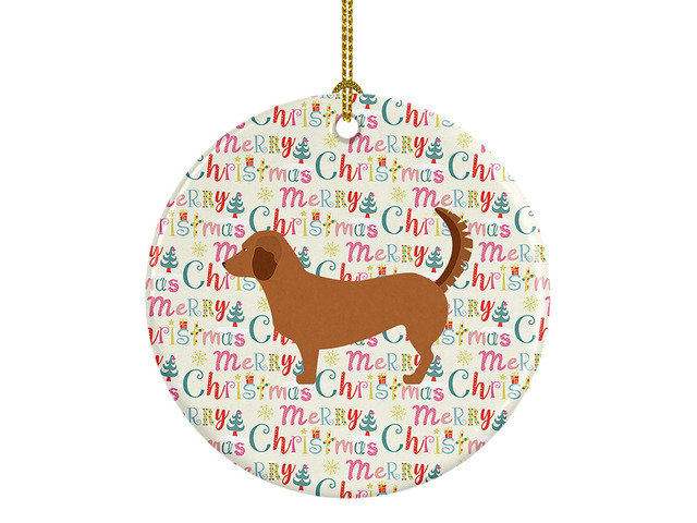 Alpine Dachsbrake Merry Christmas Ceramic Ornament Christmas Tree Hanging Decorations for Home Christmas Holiday, Party, Gift, 3 in, Multicolor