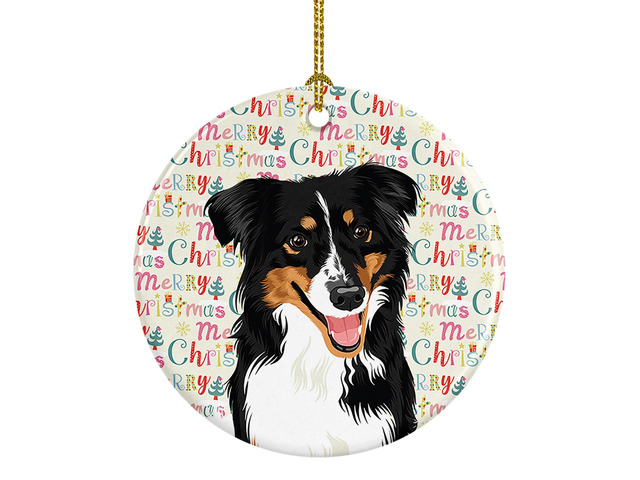 Australian Shepherd Black Tricolor #3 Christmas Ceramic Ornament Christmas Tree Hanging Decorations for Home Christmas Holiday, Party, Gift, 3 in,...