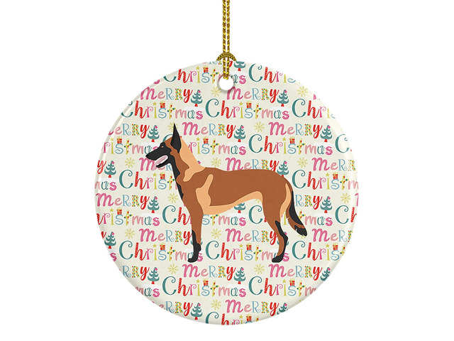 Malinois Belgian Shepherd Ceramic Ornament Christmas Tree Hanging Decorations for Home Christmas Holiday, Party, Gift, 3 in, Multicolor