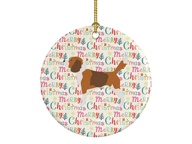 Beagle Merry Christmas Ceramic Ornament Christmas Tree Hanging Decorations for Home Christmas Holiday, Party, Gift, 3 in, Multicolor