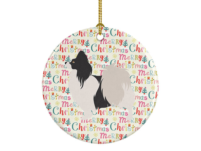 Papillon Merry Christmas Ceramic Ornament Christmas Tree Hanging Decorations for Home Christmas Holiday, Party, Gift, 3 in, Multicolor