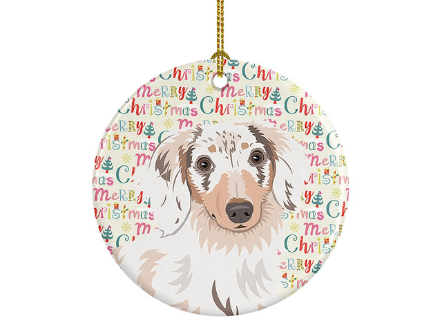Chihuahua Dapple #2 Christmas Ceramic Ornament Christmas Tree Hanging Decorations for Home Christmas Holiday, Party, Gift, 3 in, Multicolor