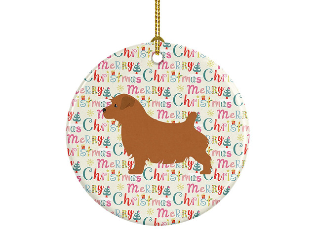 Norfolk Terrier Merry Christmas Ceramic Ornament Christmas Tree Hanging Decorations for Home Christmas Holiday, Party, Gift, 3 in, Multicolor