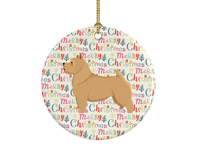 Norwich Terrier Merry Christmas Ceramic Ornament Christmas Tree Hanging Decorations for Home Christmas Holiday, Party, Gift, 3 in, Multicolor