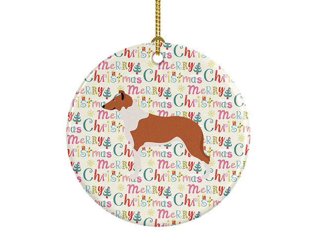 Smooth Collie Merry Christmas Ceramic Ornament Christmas Tree Hanging Decorations for Home Christmas Holiday, Party, Gift, 3 in, Multicolor