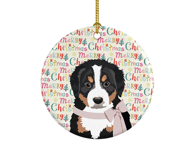 Bernese Mountain Dog Puppy #1 Christmas Ceramic Ornament Christmas Tree Hanging Decorations for Home Christmas Holiday, Party, Gift, 3 in, Multicolor