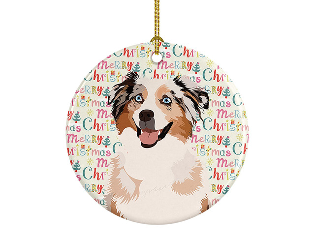 Australian Shepherd Red Merle Tricolor #2 Christmas Ceramic Ornament Christmas Tree Hanging Decorations for Home Christmas Holiday, Party, Gift, 3...