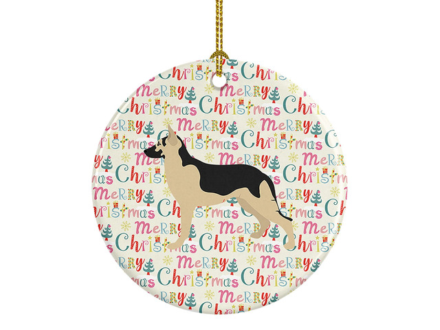German Shepherd Merry Christmas Ceramic Ornament Christmas Tree Hanging Decorations for Home Christmas Holiday, Party, Gift, 3 in, Multicolor