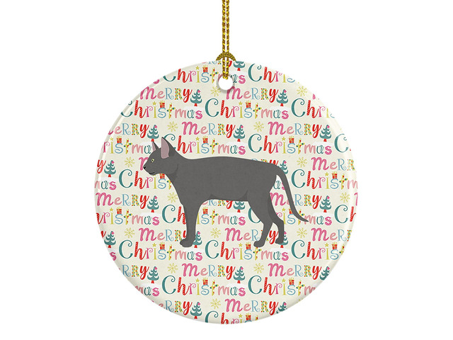 Russian Blue #2 Cat Christmas Ceramic Ornament Christmas Tree Hanging Decorations for Home Christmas Holiday, Party, Gift, 3 in, Multicolor