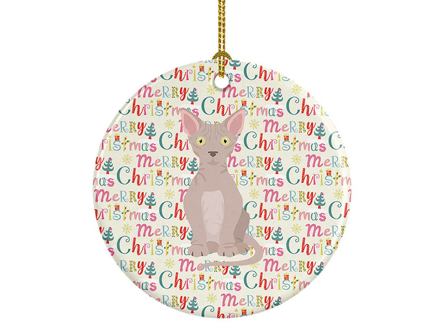 Minskin Cat Christmas Ceramic Ornament Christmas Tree Hanging Decorations for Home Christmas Holiday, Party, Gift, 3 in, Multicolor