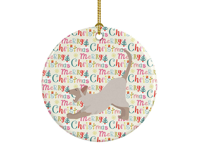 Thai Lilac Cat Christmas Ceramic Ornament Christmas Tree Hanging Decorations for Home Christmas Holiday, Party, Gift, 3 in, Multicolor