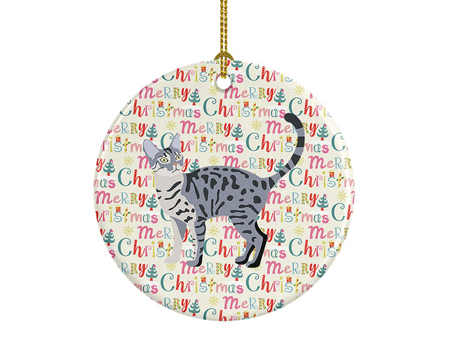 California Spangled #1 Cat Christmas Ceramic Ornament Christmas Tree Hanging Decorations for Home Christmas Holiday, Party, Gift, 3 in, Multicolor