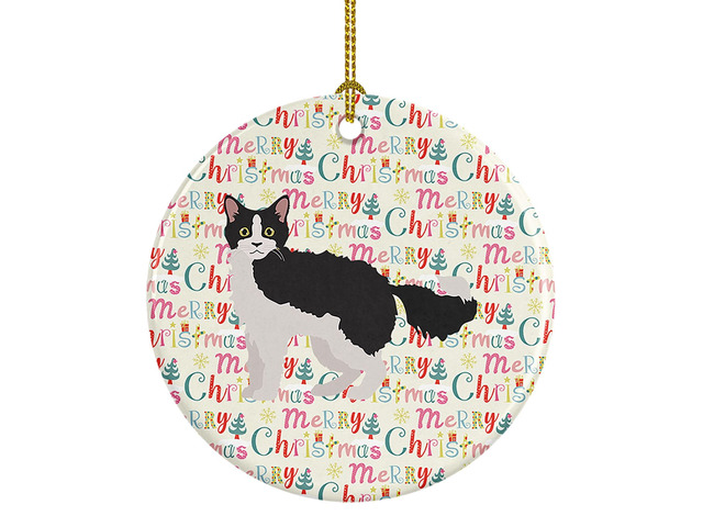 La Perm #1 Cat Christmas Ceramic Ornament Christmas Tree Hanging Decorations for Home Christmas Holiday, Party, Gift, 3 in, Multicolor