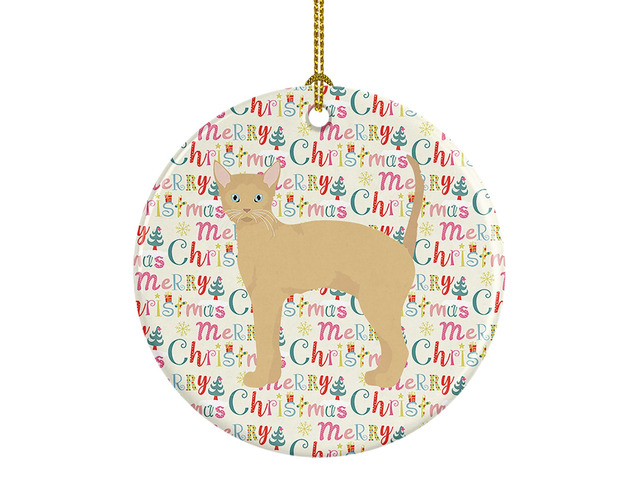 German Rex #2 Cat Christmas Ceramic Ornament Christmas Tree Hanging Decorations for Home Christmas Holiday, Party, Gift, 3 in, Multicolor