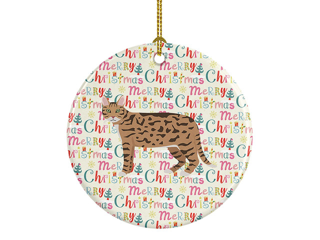 California Spangled #2 Cat Christmas Ceramic Ornament Christmas Tree Hanging Decorations for Home Christmas Holiday, Party, Gift, 3 in, Multicolor