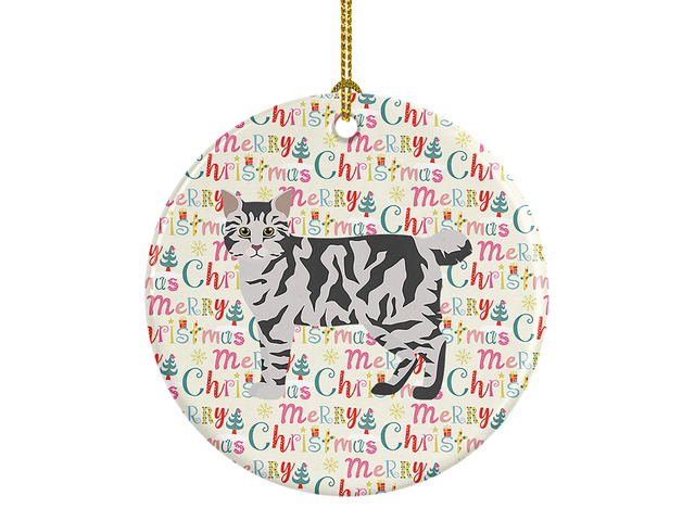 American Bobtail #1 Cat Christmas Ceramic Ornament Christmas Tree Hanging Decorations for Home Christmas Holiday, Party, Gift, 3 in, Multicolor