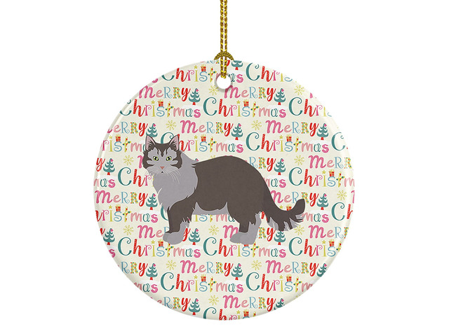Siberian Forest #1 Cat Christmas Ceramic Ornament Christmas Tree Hanging Decorations for Home Christmas Holiday, Party, Gift, 3 in, Multicolor