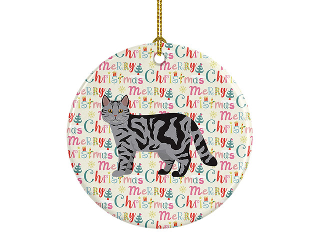Scottish Straight Cat Christmas Ceramic Ornament Christmas Tree Hanging Decorations for Home Christmas Holiday, Party, Gift, 3 in, Multicolor