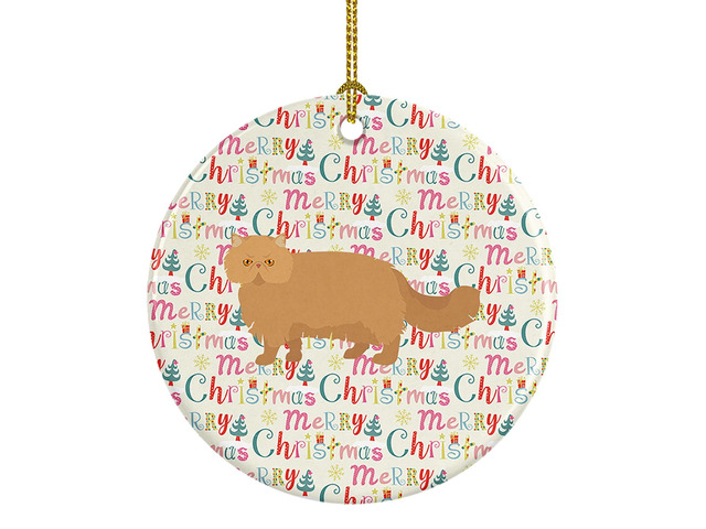 Persian Modern Cat Christmas Ceramic Ornament Christmas Tree Hanging Decorations for Home Christmas Holiday, Party, Gift, 3 in, Multicolor