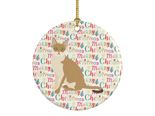 Singapura Cat Christmas Ceramic Ornament Christmas Tree Hanging Decorations for Home Christmas Holiday, Party, Gift, 3 in, Multicolor