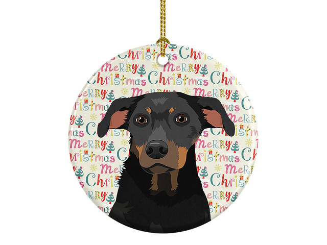 Rottweiler Black and Tan #5 Christmas Ceramic Ornament Christmas Tree Hanging Decorations for Home Christmas Holiday, Party, Gift, 3 in, Multicolor