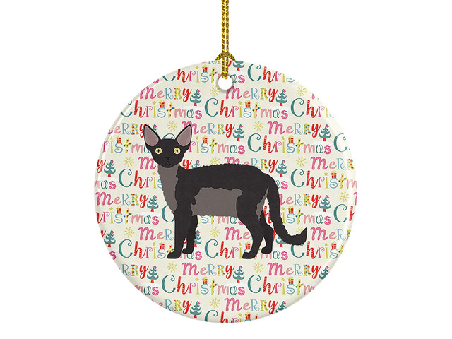 Devon Rex Cat Christmas Ceramic Ornament Christmas Tree Hanging Decorations for Home Christmas Holiday, Party, Gift, 3 in, Multicolor