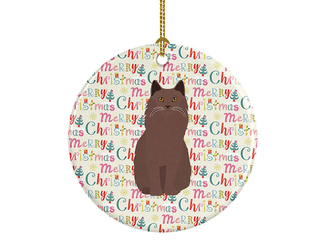 York Chocolate Cat Christmas Ceramic Ornament Christmas Tree Hanging Decorations for Home Christmas Holiday, Party, Gift, 3 in, Multicolor