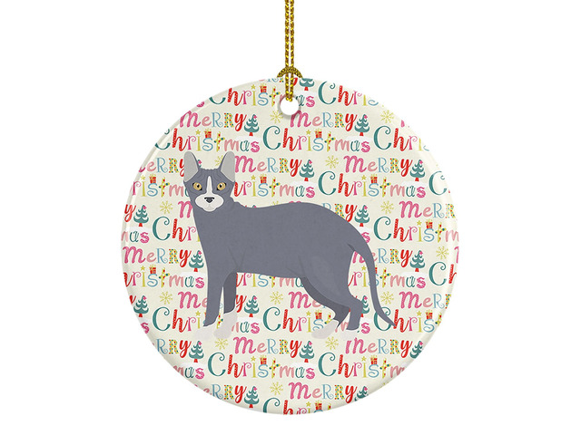 Don Sphynx #2 Cat Christmas Ceramic Ornament Christmas Tree Hanging Decorations for Home Christmas Holiday, Party, Gift, 3 in, Multicolor