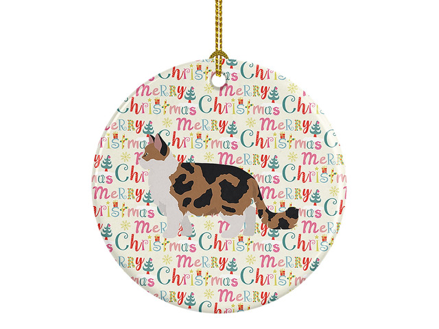 Ragamuffin #2 Cat Christmas Ceramic Ornament Christmas Tree Hanging Decorations for Home Christmas Holiday, Party, Gift, 3 in, Multicolor
