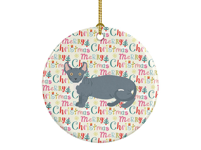 Dwelf #2 Cat Christmas Ceramic Ornament Christmas Tree Hanging Decorations for Home Christmas Holiday, Party, Gift, 3 in, Multicolor