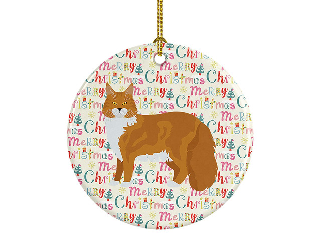 Maine Coon #1 Cat Christmas Ceramic Ornament Christmas Tree Hanging Decorations for Home Christmas Holiday, Party, Gift, 3 in, Multicolor