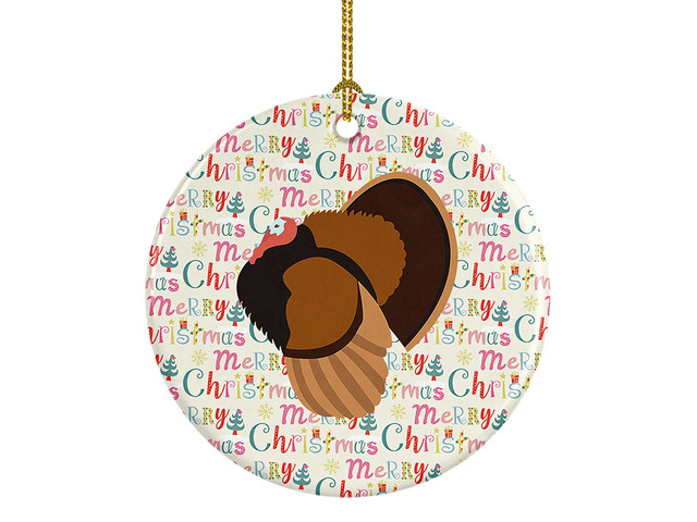 Bronze Turkey Christmas Ceramic Ornament Christmas Tree Hanging Decorations for Home Christmas Holiday, Party, Gift, 3 in, Multicolor