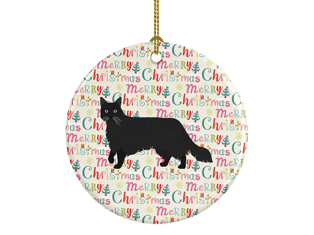 Black Chantilly Tiffany Cat Christmas Ceramic Ornament Christmas Tree Hanging Decorations for Home Christmas Holiday, Party, Gift, 3 in, Multicolor