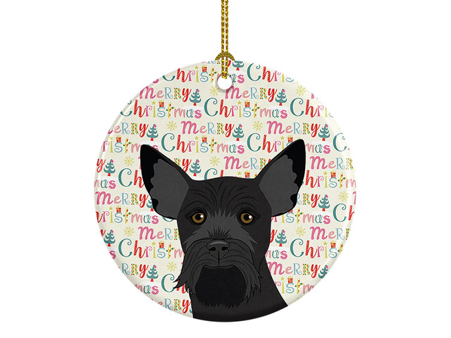 Schnauzer Black #2 Christmas Ceramic Ornament Christmas Tree Hanging Decorations for Home Christmas Holiday, Party, Gift, 3 in, Multicolor