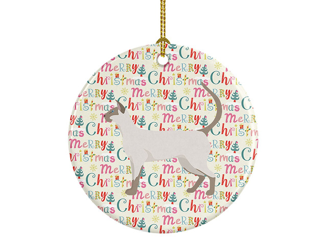 Siamese modern #1 Cat Christmas Ceramic Ornament Christmas Tree Hanging Decorations for Home Christmas Holiday, Party, Gift, 3 in, Multicolor