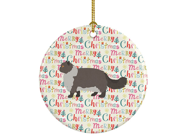 Persian Modern #2 Cat Christmas Ceramic Ornament Christmas Tree Hanging Decorations for Home Christmas Holiday, Party, Gift, 3 in, Multicolor