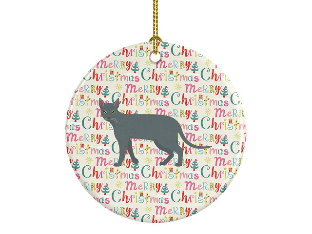 Raas Cat Christmas Ceramic Ornament Christmas Tree Hanging Decorations for Home Christmas Holiday, Party, Gift, 3 in, Multicolor