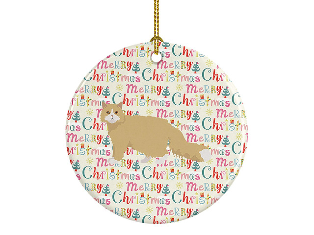 Oregon Rex Cat Christmas Ceramic Ornament Christmas Tree Hanging Decorations for Home Christmas Holiday, Party, Gift, 3 in, Multicolor