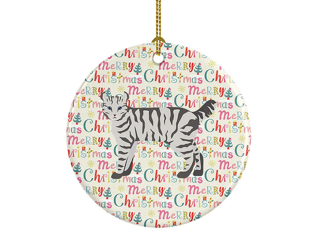Highlander Lynx #2 Cat Christmas Ceramic Ornament Christmas Tree Hanging Decorations for Home Christmas Holiday, Party, Gift, 3 in, Multicolor