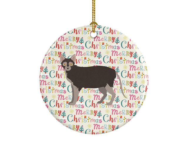 Lykoi #1 Cat Christmas Ceramic Ornament Christmas Tree Hanging Decorations for Home Christmas Holiday, Party, Gift, 3 in, Multicolor