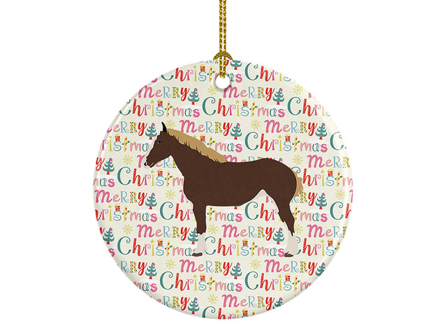 Percheron Horse Christmas Ceramic Ornament Christmas Tree Hanging Decorations for Home Christmas Holiday, Party, Gift, 3 in, Multicolor