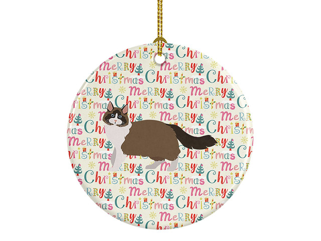 Ragdoll #1 Cat Christmas Ceramic Ornament Christmas Tree Hanging Decorations for Home Christmas Holiday, Party, Gift, 3 in, Multicolor